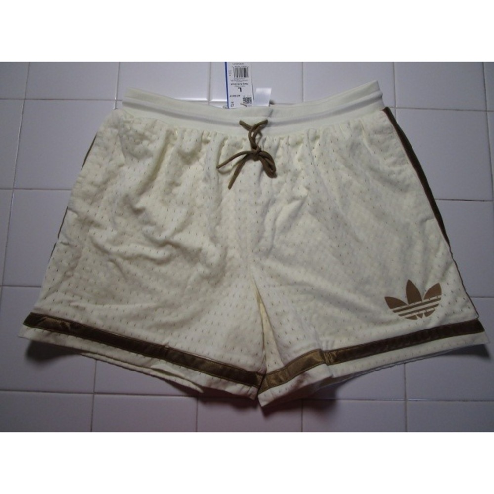 Adidas Originals KE9037 Basketball Warp Knit Shorts Ivory Brown Men's Large
